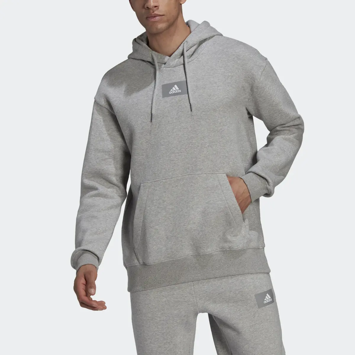 Adidas Essentials FeelVivid Cotton Fleece Drop Shoulder Hoodie. 1