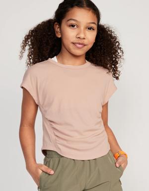 UltraLite Short-Sleeve Rib-Knit Side-Ruched T-Shirt for Girls pink
