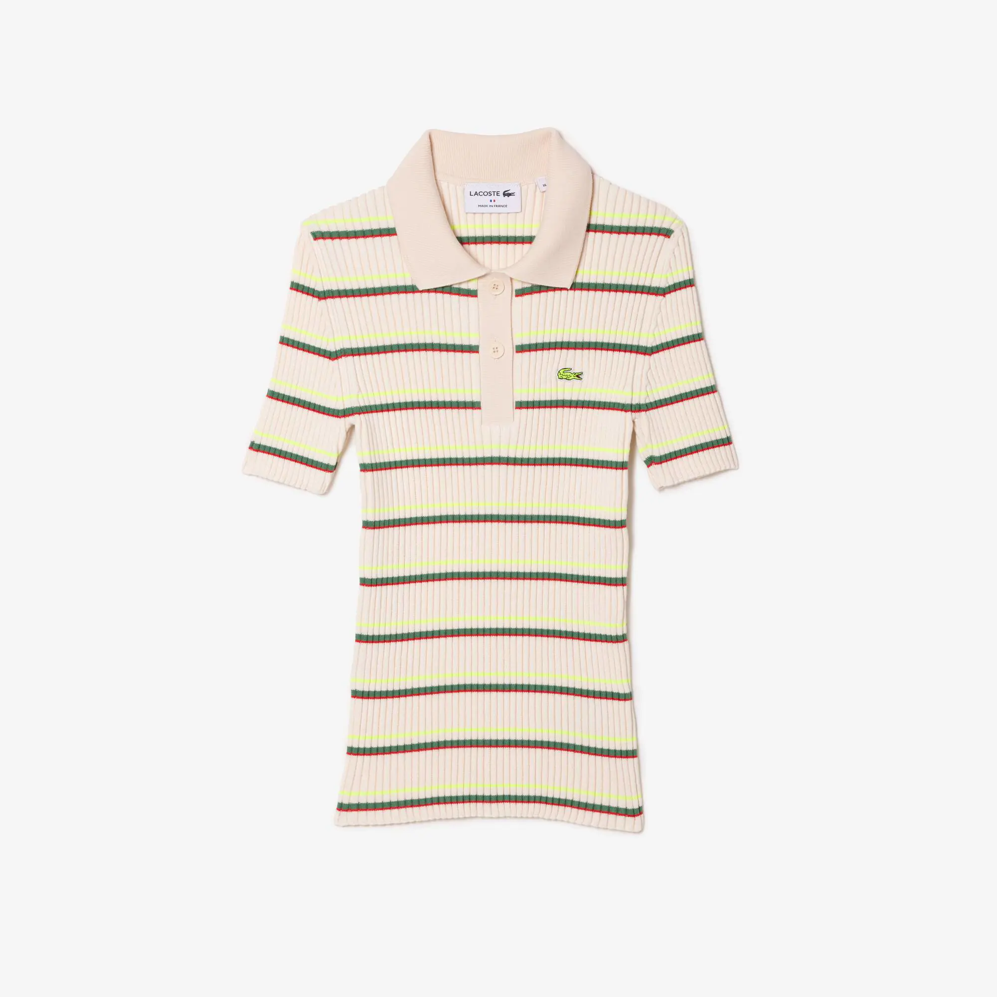 Lacoste Women’s Made In France Organic Cotton Striped Polo. 2