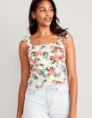 Old Navy Fitted Tie-Shoulder Cropped Dobby Corset Cami Top for Women blue