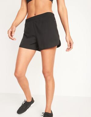 Mid-Rise StretchTech Run Shorts for Women -- 4-inch inseam black