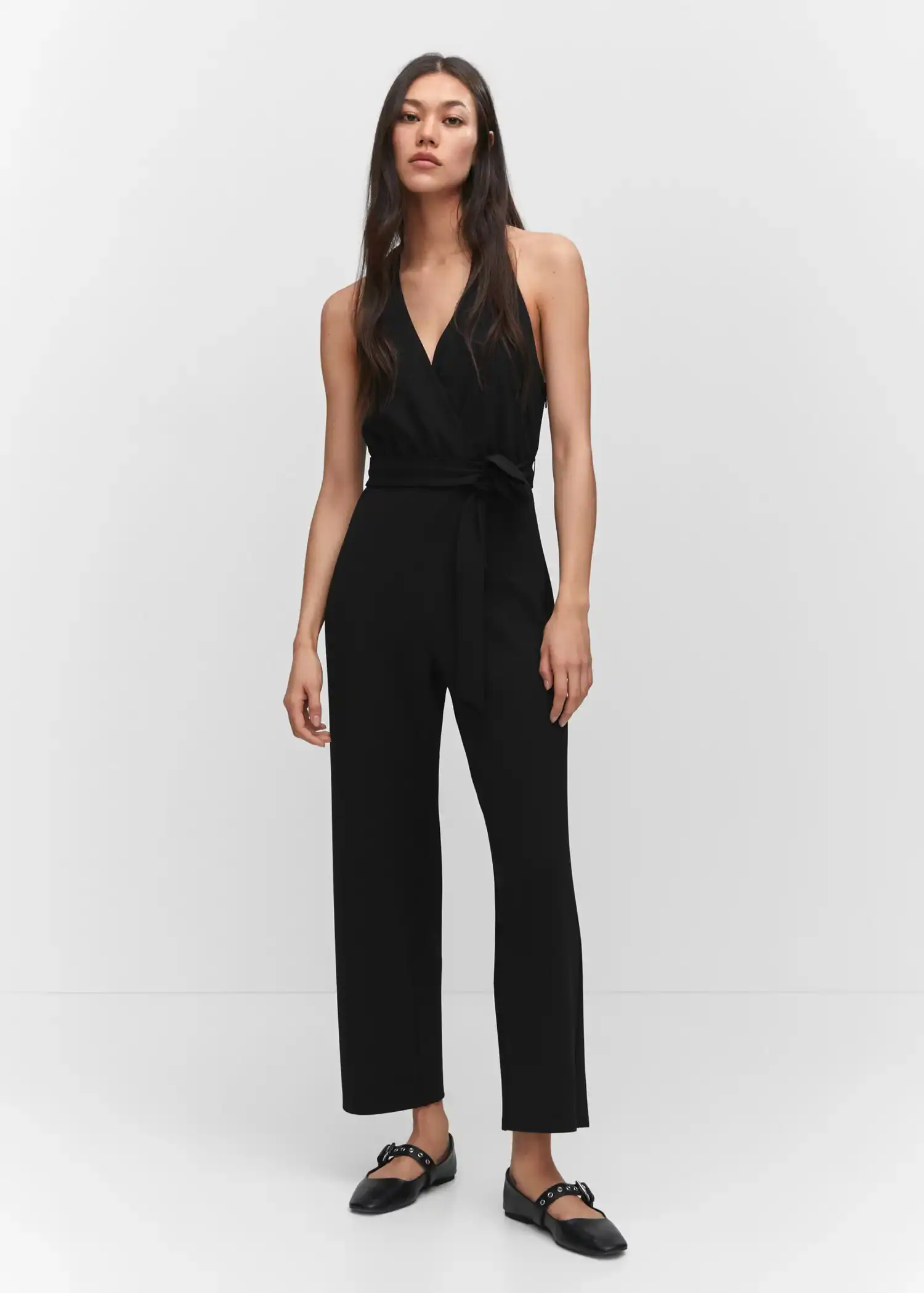 Mango Halter jumpsuit with bow detail. 3
