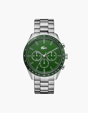 Orologio cronografo Boston verde con cinturino in acciaio inossidabile