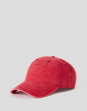 Red cap with embroidered logo