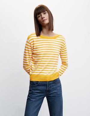 Fine-knit boat-neck sweater