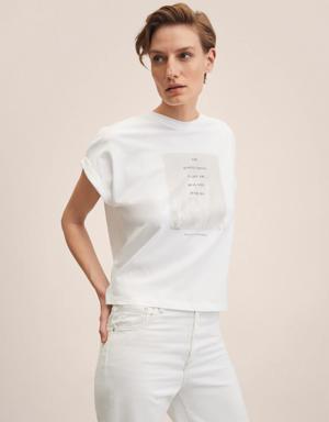 Mango Printed cotton-blend t-shirt