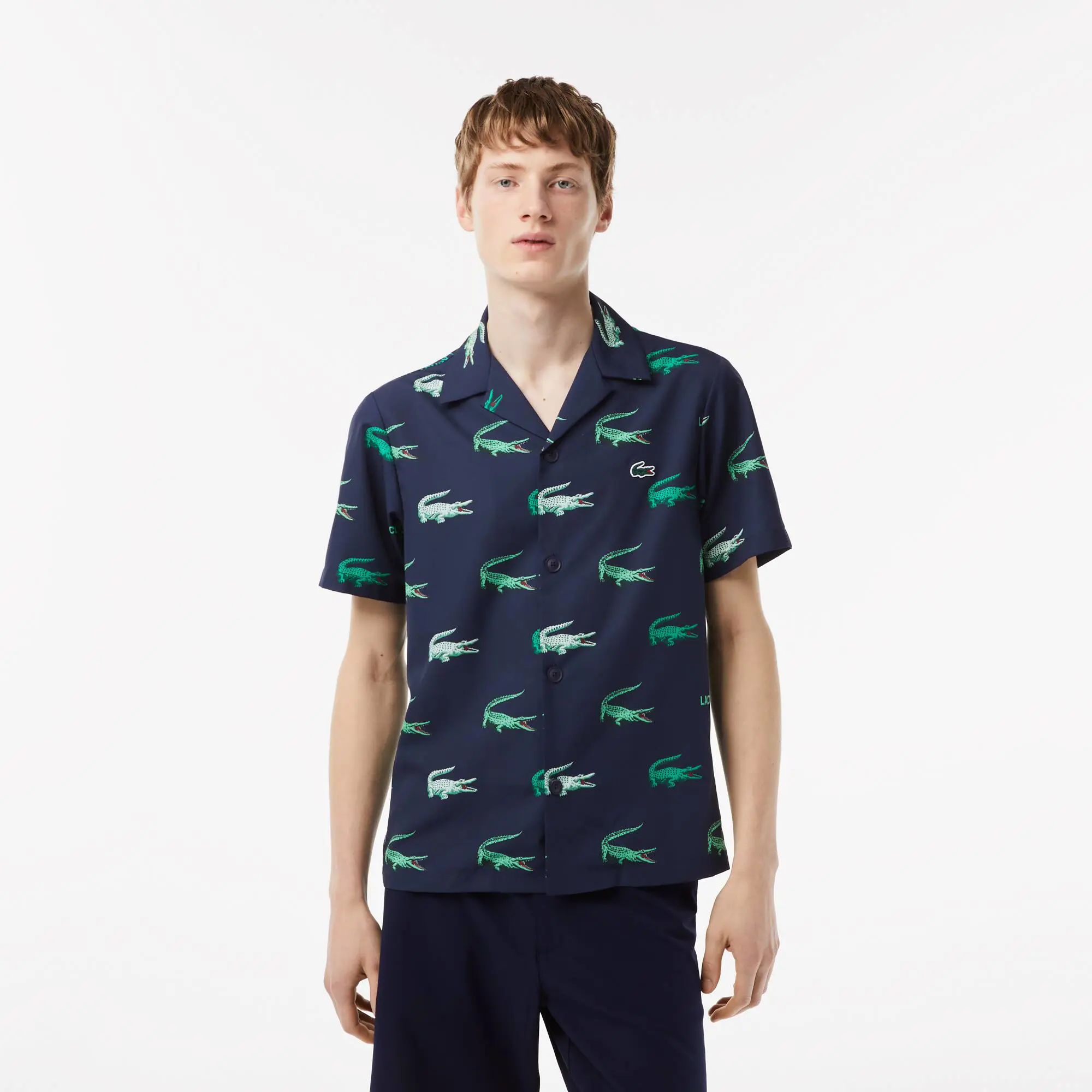Lacoste Men’s Printed Short-Sleeved Golf Shirt. 1