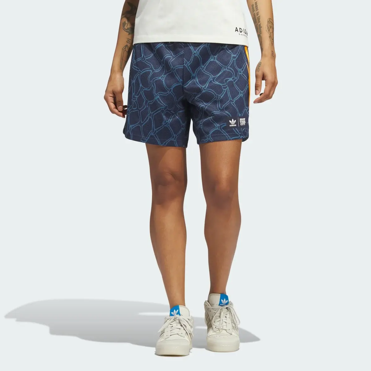 Adidas Hoop York City 3-Stripes Shorts. 1