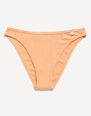 High-Waisted French-Cut Rib-Knit Bikini Underwear for Women orange