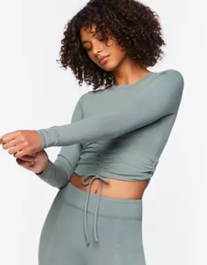 Forever 21 Active Ruched Drawstring Crop Top Tea