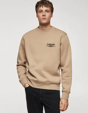 İşleme detaylı pamuklu sweatshirt