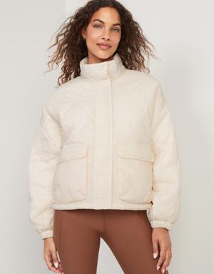 Packable Oversized Water-Resistant Quilted Jacket for Women white