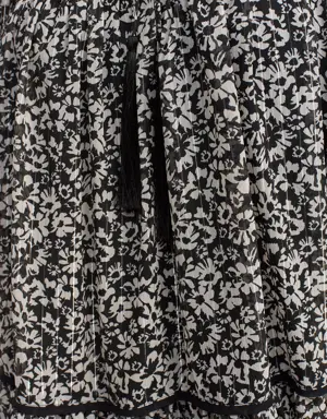 Siyah Floral Desenli Mini Elbise