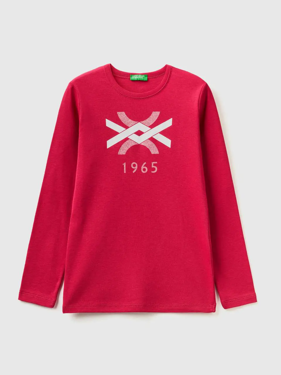 Benetton long sleeve t-shirt with glitter print. 1