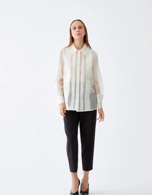 Bella White Pleated long sleeve shirt