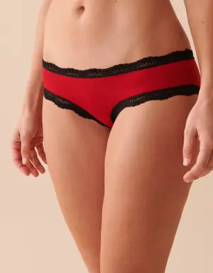 Modal and Lace Trim Hiphugger Panty