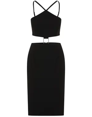 Cutout Midi Sheath Dress - 2 / BLACK