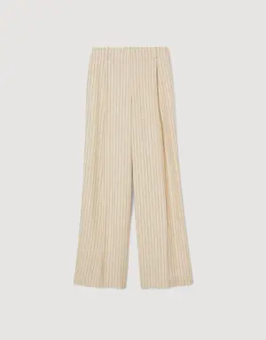 Wide-leg striped floaty trousers