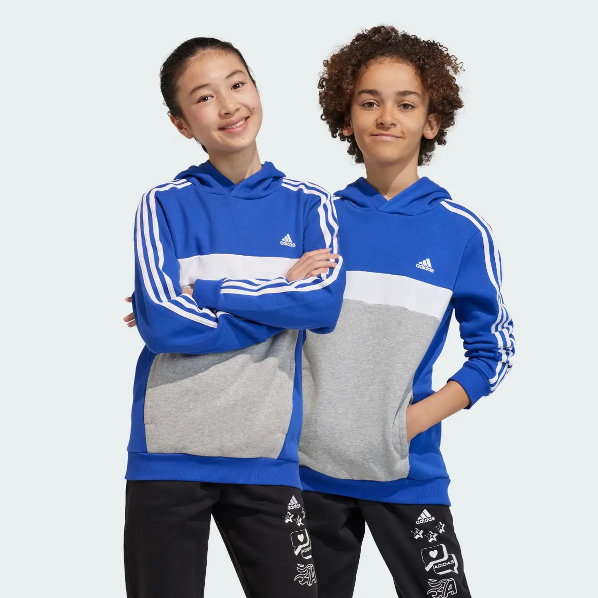 Adidas Tiberio 3-Stripes Colorblock Fleece Hoodie Kids. 1