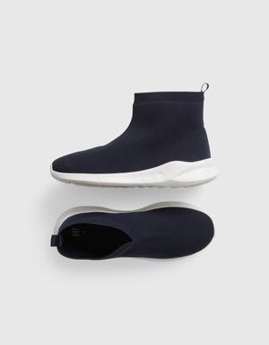 Kids High-Top Knit Sneakers blue