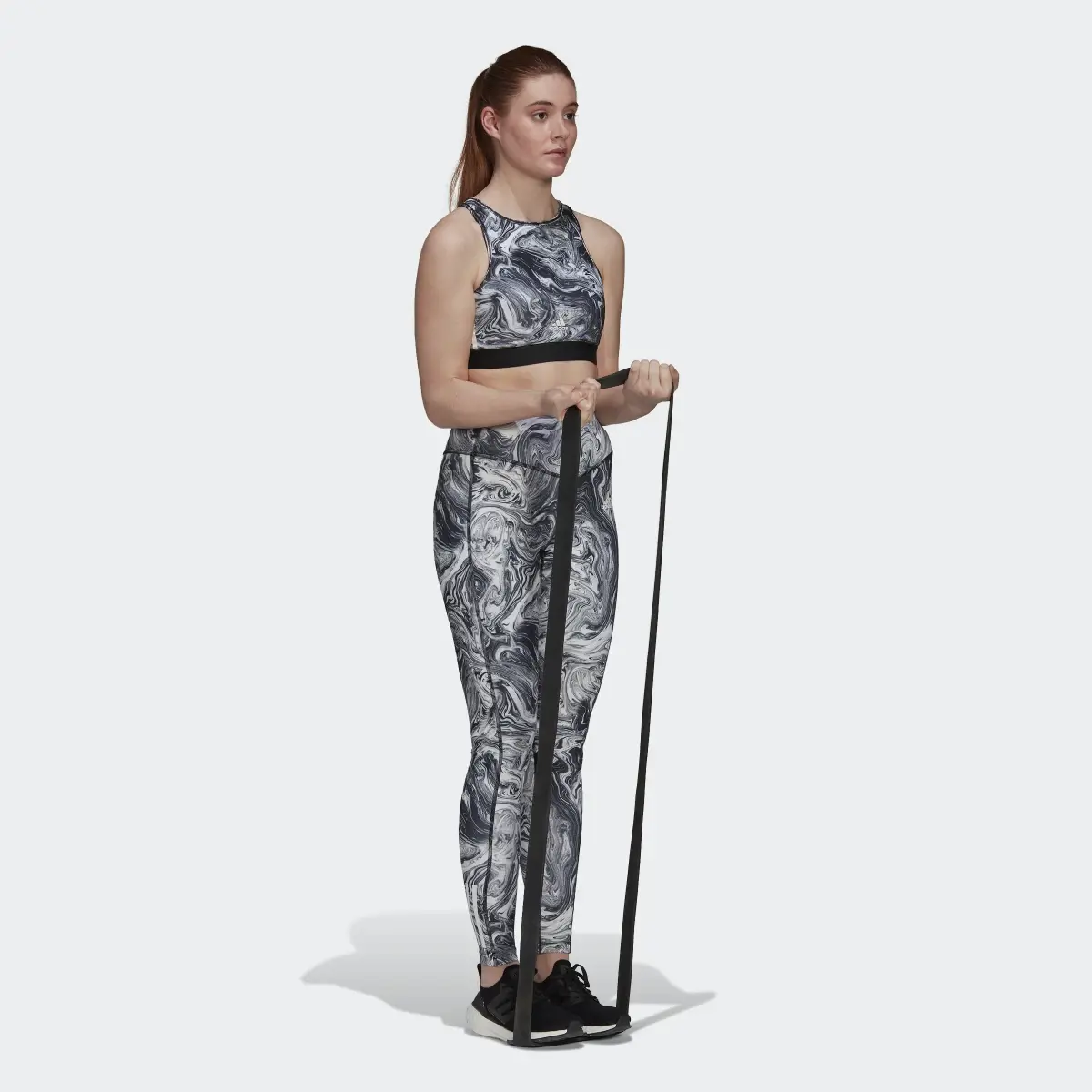 Adidas Hyperglam AEROREADY Training High-Rise Marble-Print Leggings. 3