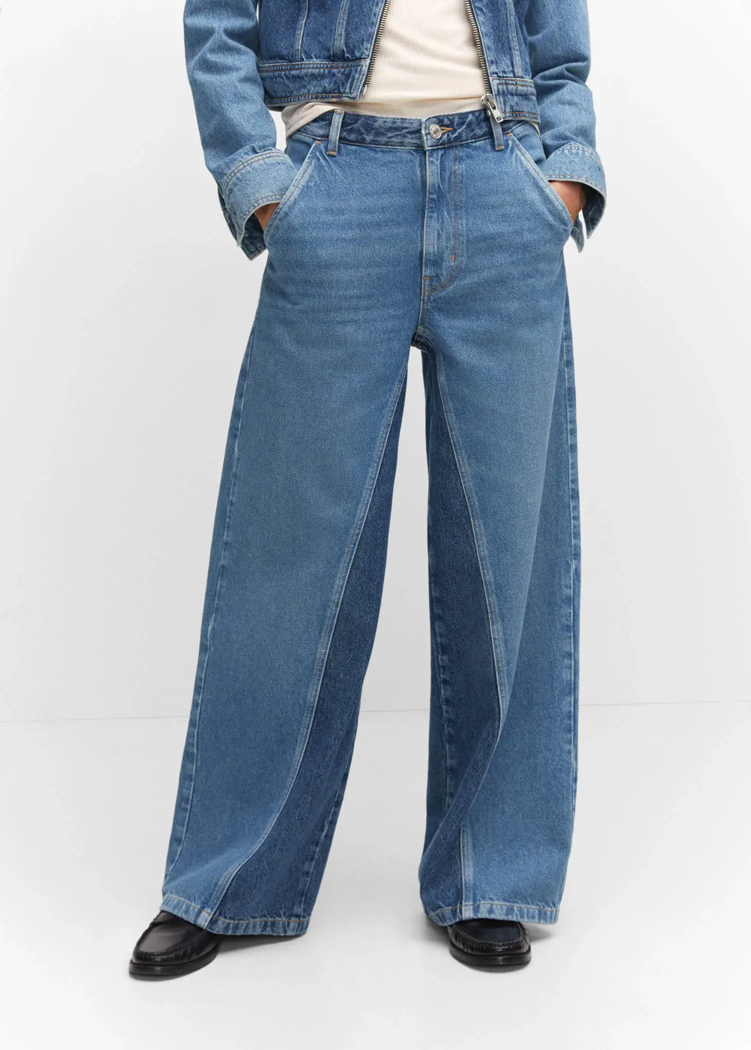Mango Two-tone wideleg jeans. 1