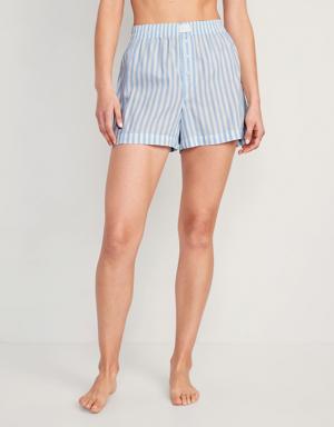 Old Navy Matching High-Waisted Printed Pajama Boxer Shorts for Women - 3.5-inch inseam blue
