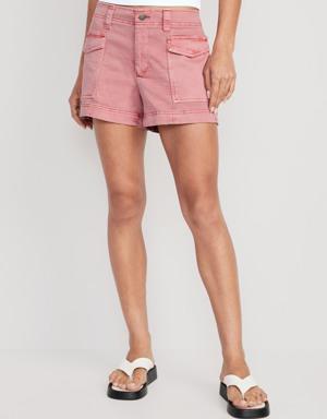 Mid-Rise Cargo Shorts for Women -- 3.5-inch inseam pink
