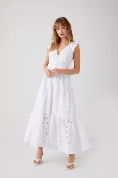 Forever 21 Forever 21 Crochet Butterfly Sleeve Maxi Dress White. 2