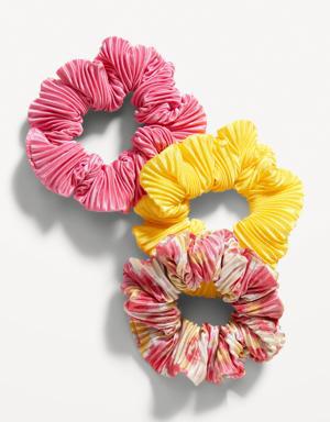 Mixed-Fabric Hair Scrunchies 3-Pack for Women yellow