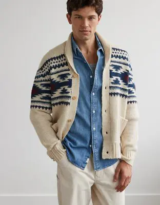 American Eagle Printed Shawl Cardigan Sweater. 1