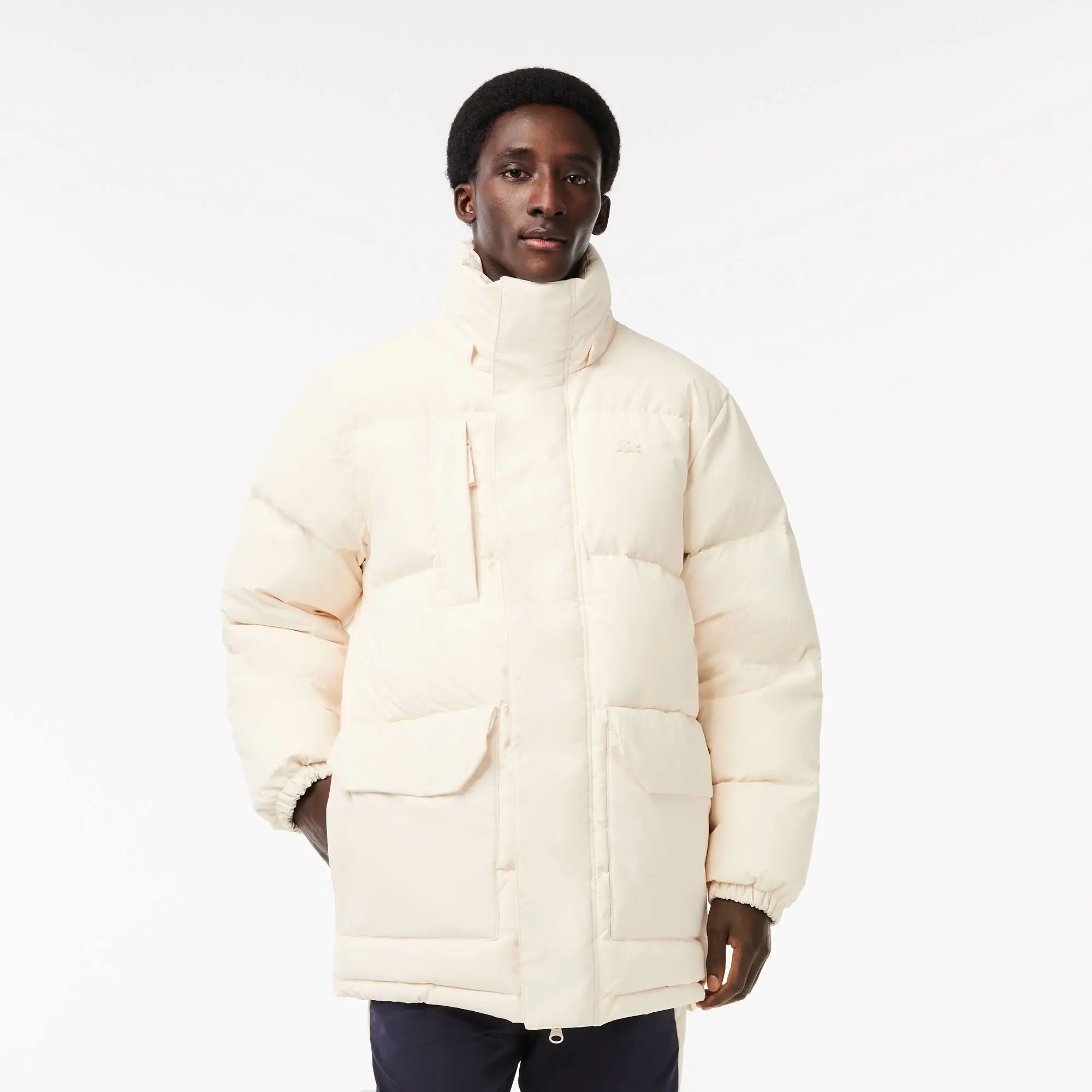 Lacoste Men's Removable Hood Midi Puffer Jacket. 1