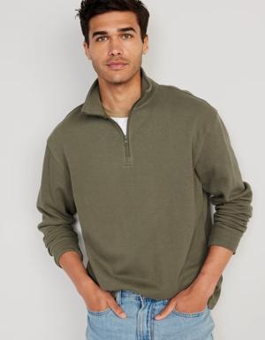 French Rib 1/4-Zip Pullover Sweater for Men gray