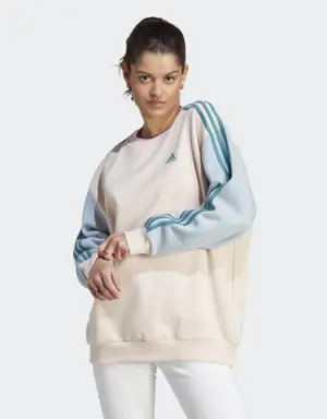 Essentials 3-Stripes Oversized Fleece Sweatshirt