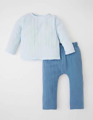 Erkek Bebek Uzun Kollu Gömlek Pantolon 2'li Takım