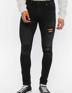 Forever 21 Distressed Skinny Jeans Washed Black