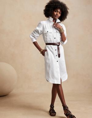 Petite Heritage Linen Scout Dress white