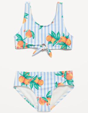 Tie-Front Bikini Swim Set for Girls orange