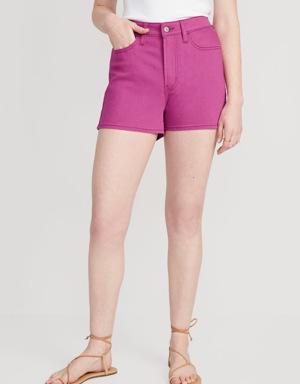 High-Waisted Wow Jean Shorts -- 3-inch inseam purple