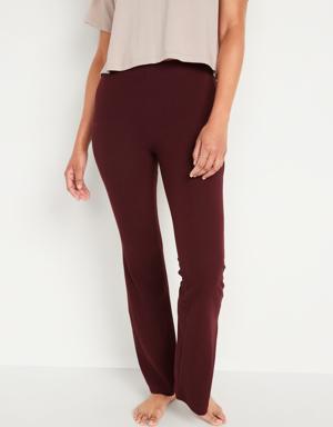 High Waisted Rib-Knit Flare Leggings for Women red