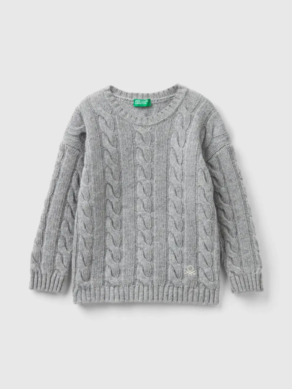 Benetton cable knit sweater in wool blend. 1