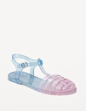 Old Navy Shiny-Jelly Fisherman Sandals for Girls pink