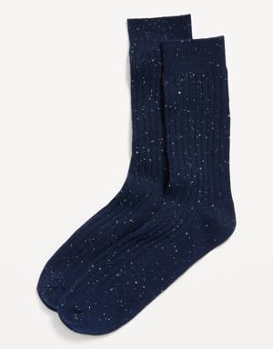 Rib-Knit Speckled-Yarn Socks for Men blue