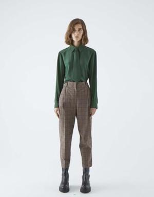 Checked Umber Straight-Legged Pant