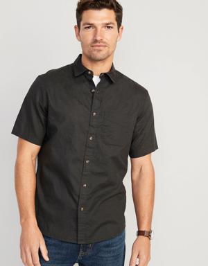 Old Navy Regular-Fit Everyday Non-Stretch Linen-Blend Shirt for Men black