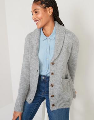 Heathered Cozy Shawl Cardigan Sweater for Women gray