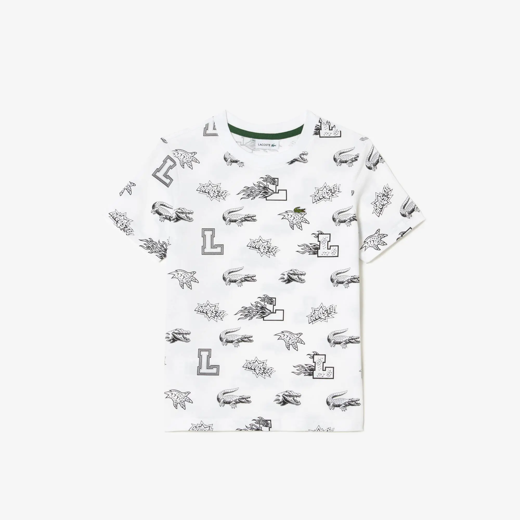Lacoste T-shirt de algodão orgânico com estampado personalizado para criança. 1