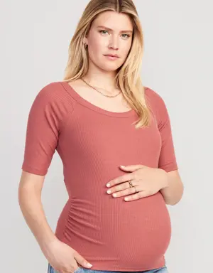 Maternity 3/4-Sleeve Rib-Knit Top pink
