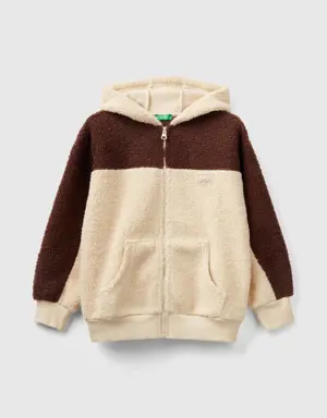 teddy bear effect sweatshirt with zip