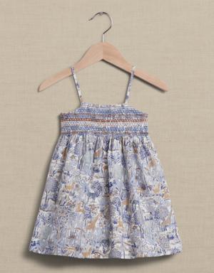 Linen Smocked Dress for Baby + Toddler blue